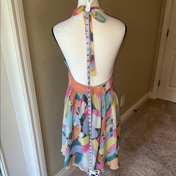 RACHEL Rachel Roy Dress Multicolor Halter Style Backless Sundress Scoop Neck Sz6 - Picture 8 of 13